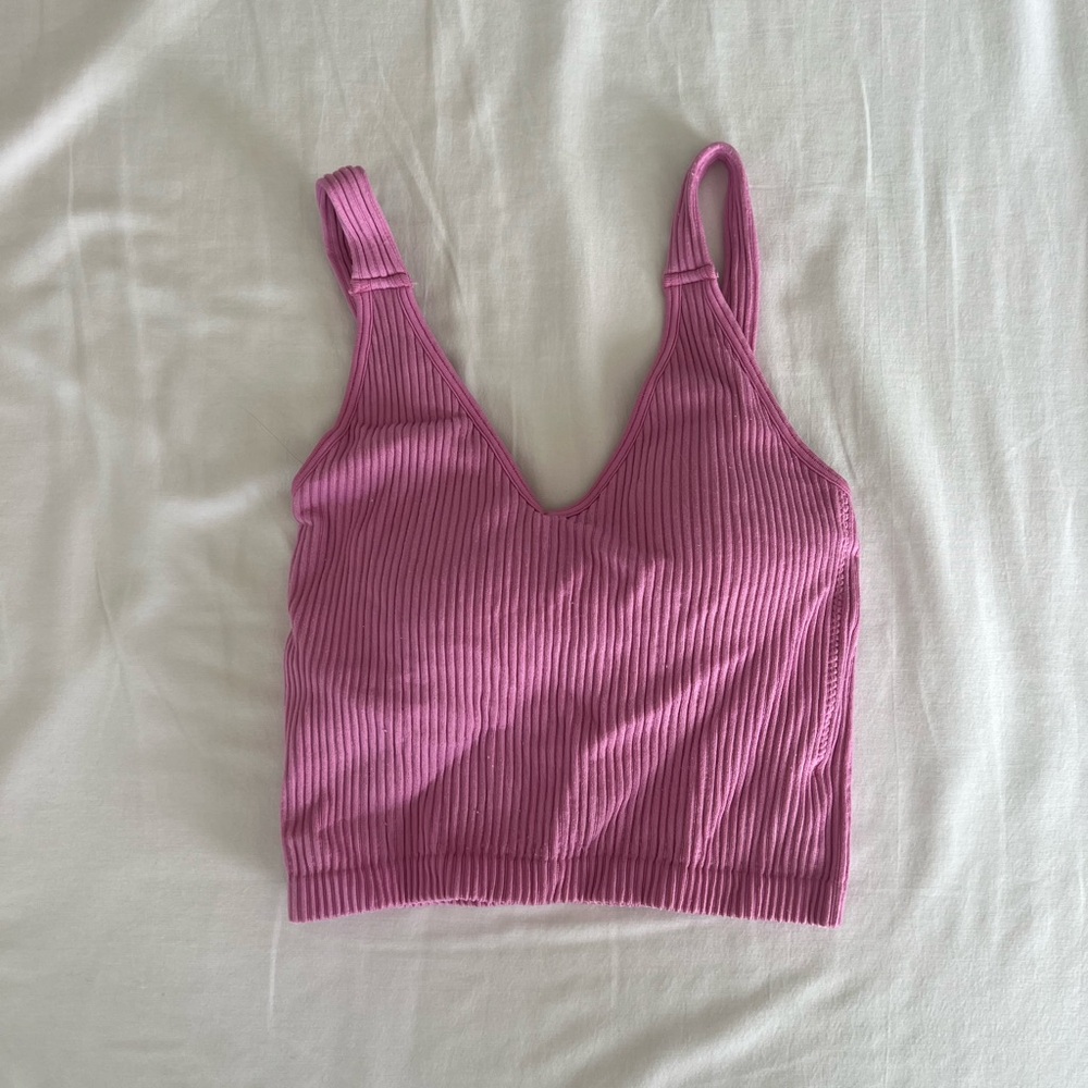 Pink Ribbed Knit Tank Top